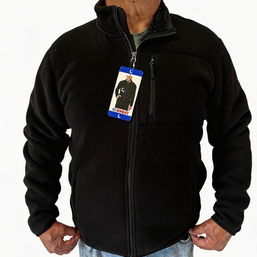 32 Degrees Men's Sherpa Lined Fleece Jacket Black Large - Picture 5 of 10